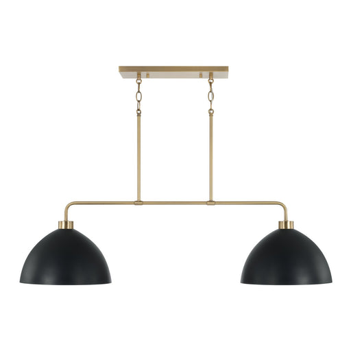 Ross 2-Light Linear Pendant in Aged Brass and Black