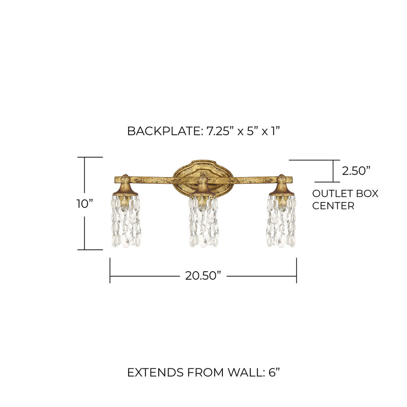 Blakely 3-Light Bath Vanity Light in Antique Gold