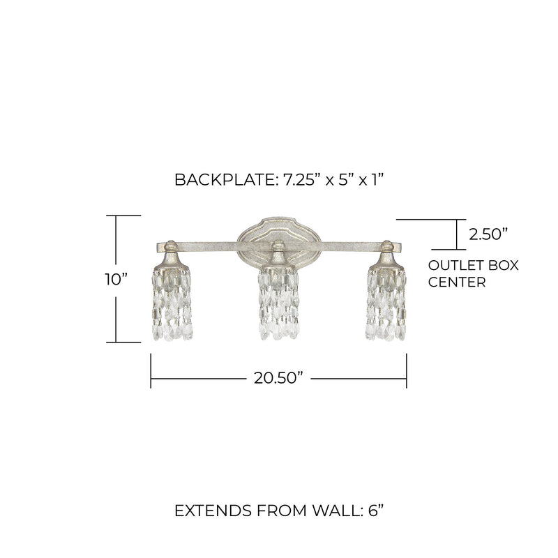 Blakely 3-Light Bath Vanity Light in Antique Silver