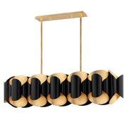 Banks 12-Light Linear Pendant in Gold Leaf / Black