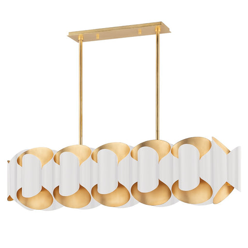 Banks 12-Light Linear Pendant in Gold Leaf / White