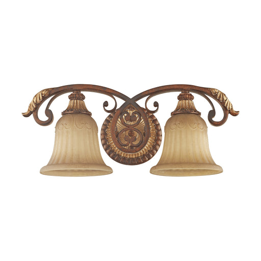 Villa Verona 2-Light Bath Vanity Light in Hand Applied Verona Bronze with Aged Gold Leaf Accents