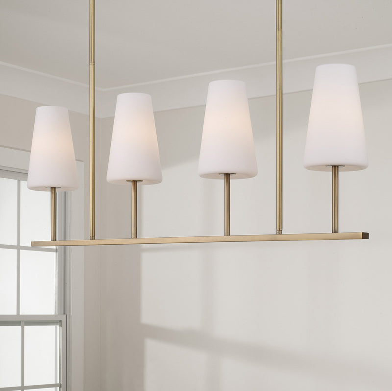 Averitt 4-Light Linear Chandelier in Aged Brass