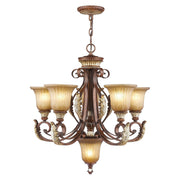 Villa Verona 5-Light 26" Chandelier in Hand Applied Verona Bronze with Aged Gold Leaf Accents
