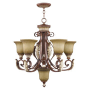 Villa Verona 5-Light 26" Chandelier in Hand Applied Verona Bronze with Aged Gold Leaf Accents