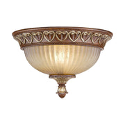 Villa Verona 2-Light Flush Mount in Hand Applied Verona Bronze with Aged Gold Leaf Accents
