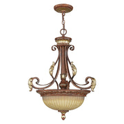 Villa Verona 3-Light Pendant in Hand Applied Verona Bronze with Aged Gold Leaf Accents