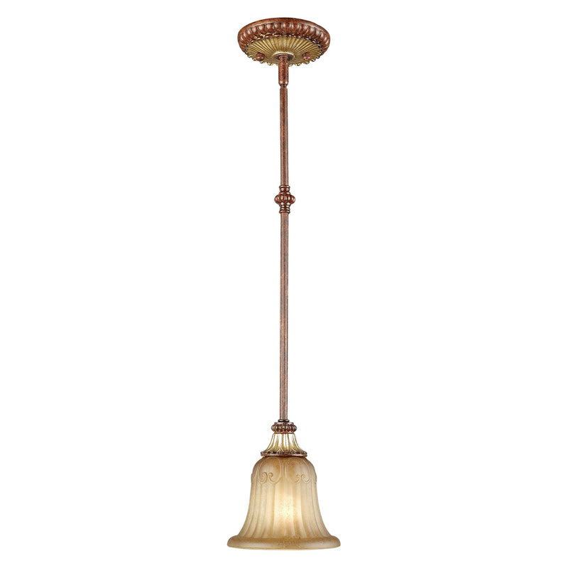 Villa Verona Mini Pendant in Hand Applied Verona Bronze with Aged Gold Leaf Accents