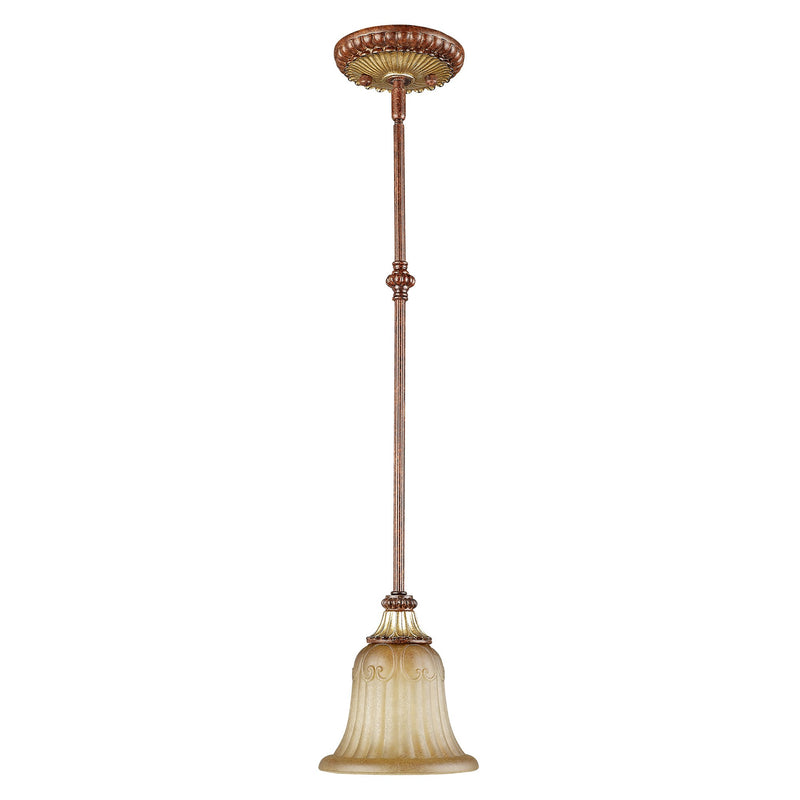 Villa Verona Mini Pendant in Hand Applied Verona Bronze with Aged Gold Leaf Accents