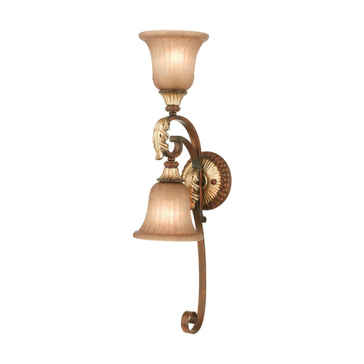 Villa Verona 2-Light Wall Sconce in Hand Applied Verona Bronze with Aged Gold Leaf Accents