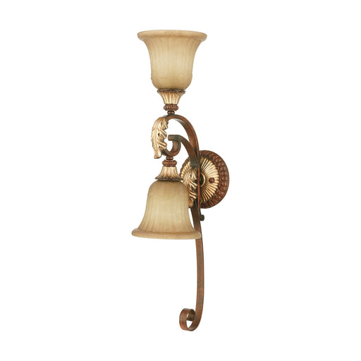 Villa Verona 2-Light Wall Sconce in Hand Applied Verona Bronze with Aged Gold Leaf Accents