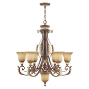 Villa Verona 6-Light Chandelier in Hand Applied Verona Bronze with Aged Gold Leaf Accents