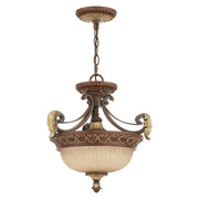 Villa Verona 2-Light Convertible Pendant / Semi-Flush Mount in Hand Applied Verona Bronze with Aged Gold Leaf Accents