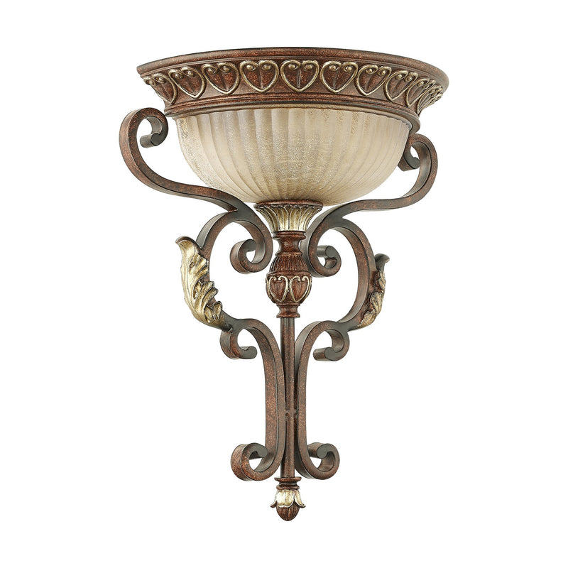 Villa Verona Wall Sconce in Hand Applied Verona Bronze with Aged Gold Leaf Accents