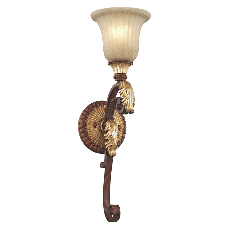 Villa Verona Bath Sconce in Hand Applied Verona Bronze with Aged Gold Leaf Accents