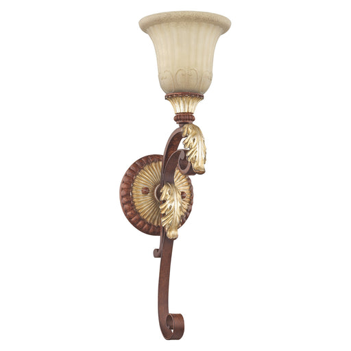 Villa Verona Bath Sconce in Hand Applied Verona Bronze with Aged Gold Leaf Accents