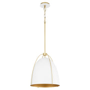 Jamie 15" 1 Light Pendant in Studio White / Aged Brass