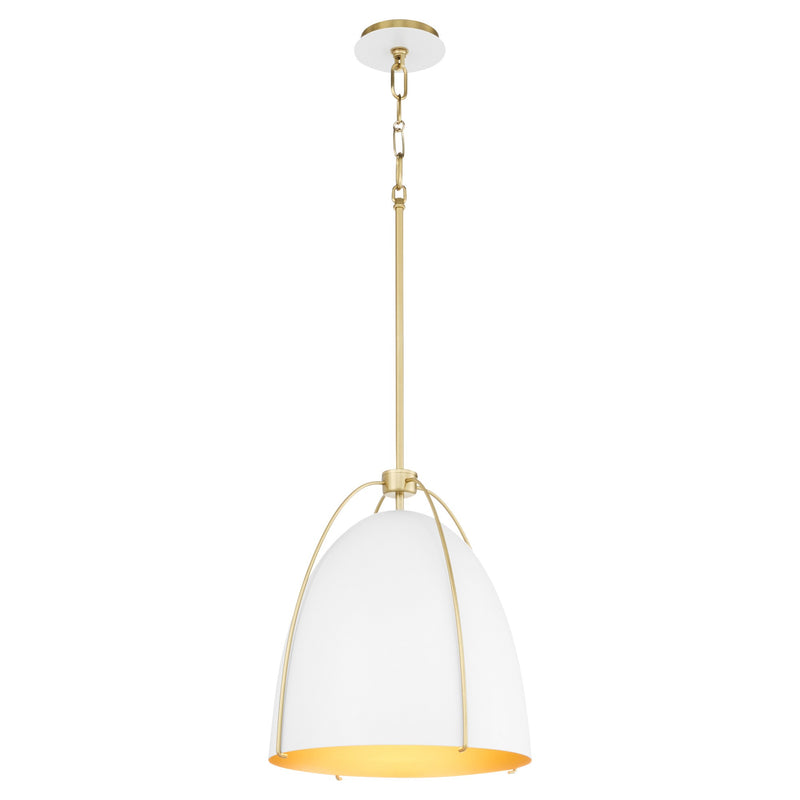 Jamie 15" 1 Light Pendant in Studio White / Aged Brass