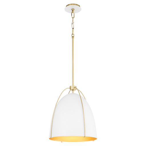 Jamie 15" 1 Light Pendant in Studio White / Aged Brass