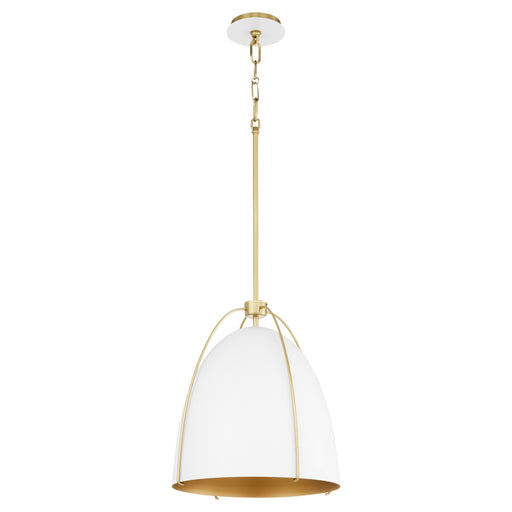 Jamie 15" 1 Light Pendant in Studio White / Aged Brass