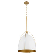 Jamie 18" 3 Light Pendant in Studio White / Aged Brass