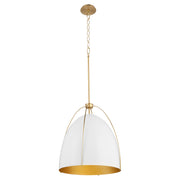 Jamie 18" 3 Light Pendant in Studio White / Aged Brass