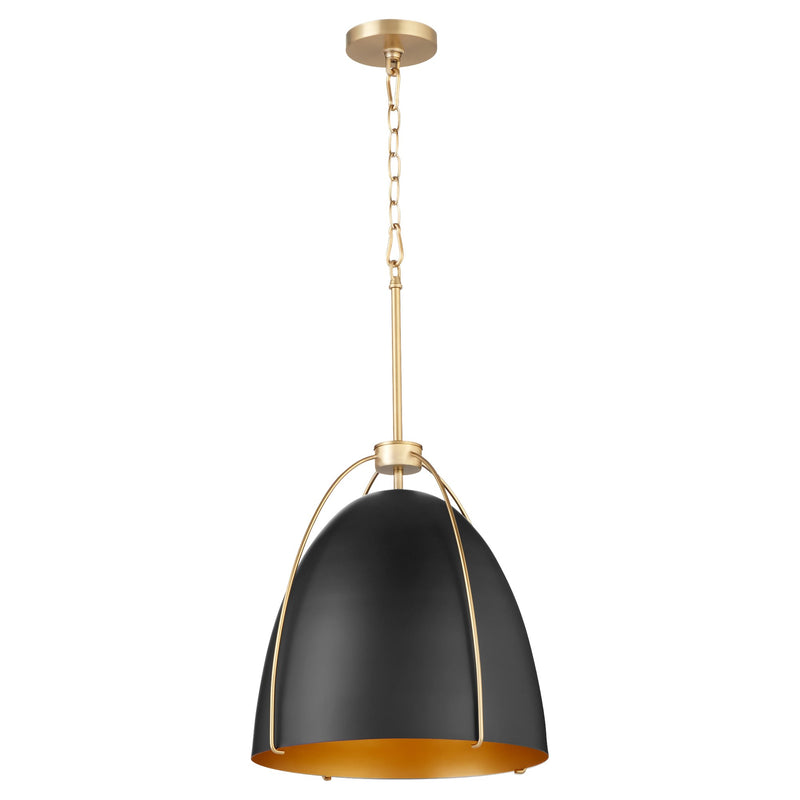 Jamie 18" 3 Light Pendant in Matte Black / Aged Brass
