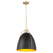 Jamie 18" 3 Light Pendant in Matte Black / Aged Brass