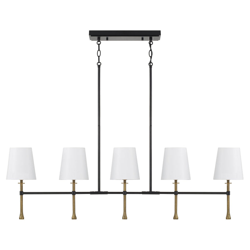 Hollis 5-Light Linear Chandelier in Matte Black with Hammered Gold