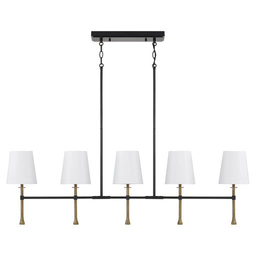Hollis 5-Light Linear Chandelier in Matte Black with Hammered Gold
