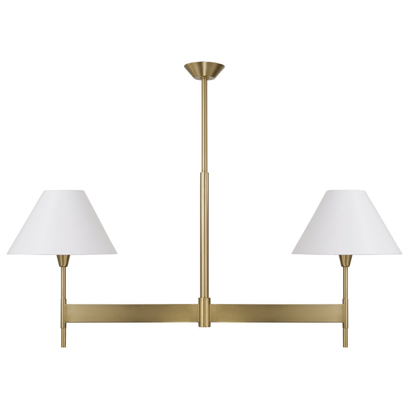 Leland 2-Light Linear Chandelier in Aged Brass