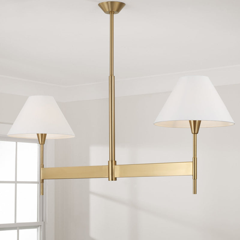 Leland 2-Light Linear Chandelier in Aged Brass