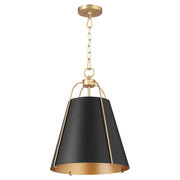 Ellen 15" 1 Light Pendant in Matte Black / Aged Brass