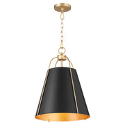 Ellen 15" 1 Light Pendant in Matte Black / Aged Brass