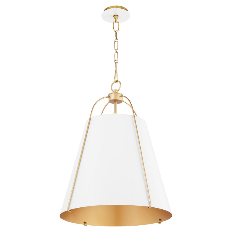 Ellen 18" 3 Light Pendant in Studio White / Aged Brass