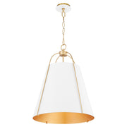 Ellen 18" 3 Light Pendant in Studio White / Aged Brass