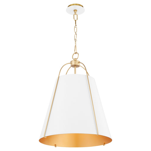 Ellen 18" 3 Light Pendant in Studio White / Aged Brass