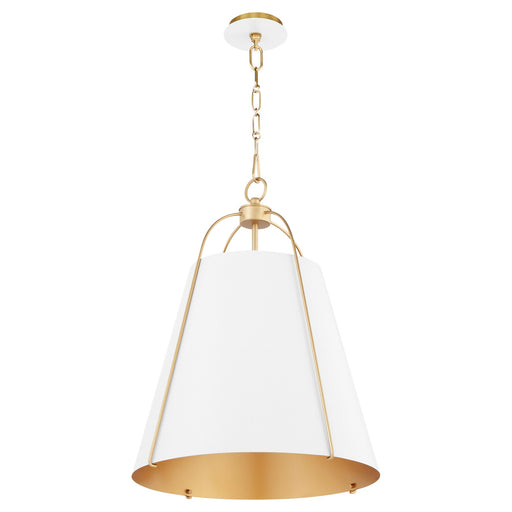 Ellen 18" 3 Light Pendant in Studio White / Aged Brass