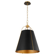 Ellen 18" 3 Light Pendant in Matte Black / Aged Brass