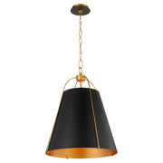 Ellen 18" 3 Light Pendant in Matte Black / Aged Brass
