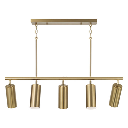 Robbie 5-Light Linear Chandelier in Aged Brass