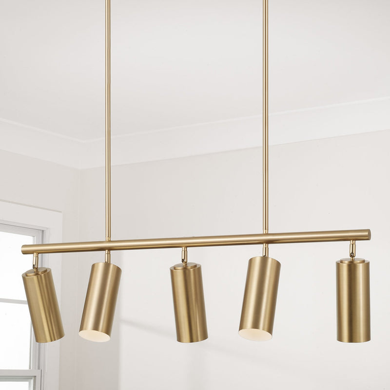 Robbie 5-Light Linear Chandelier in Aged Brass