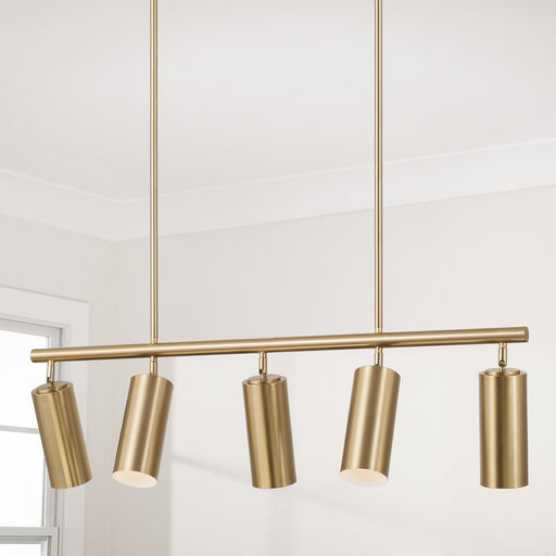 Robbie 5-Light Linear Chandelier in Aged Brass