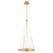 Denise 15" 1 Light Pendant in Studio White / Aged Brass