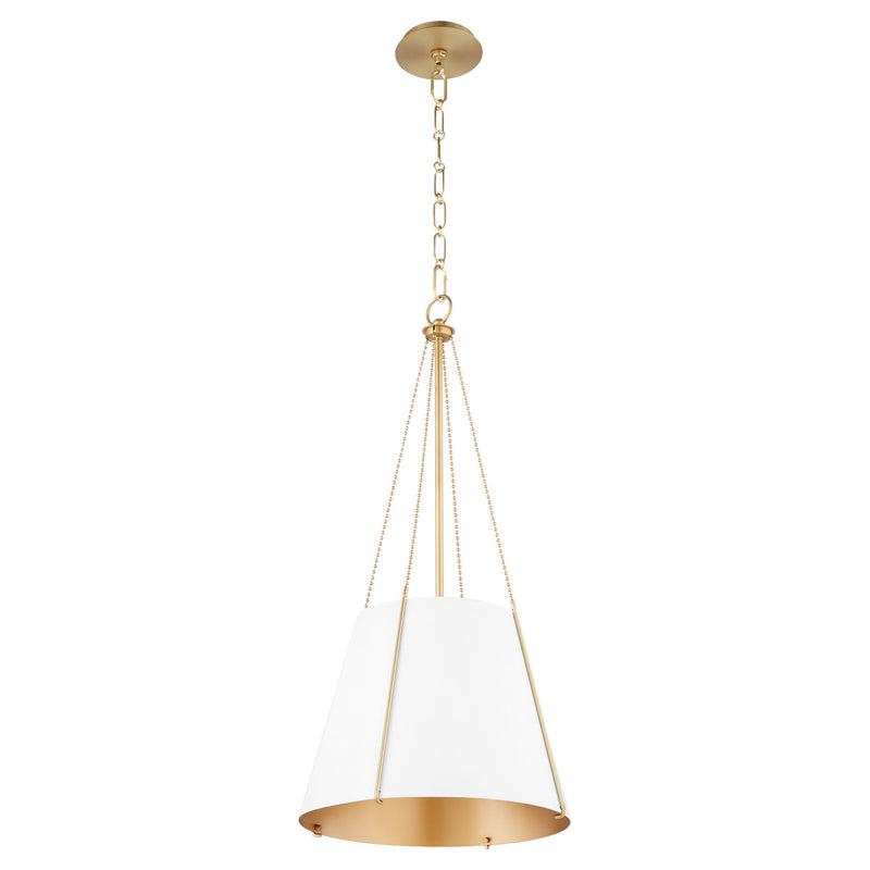 Denise 15" 1 Light Pendant in Studio White / Aged Brass