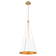 Denise 15" 1 Light Pendant in Studio White / Aged Brass