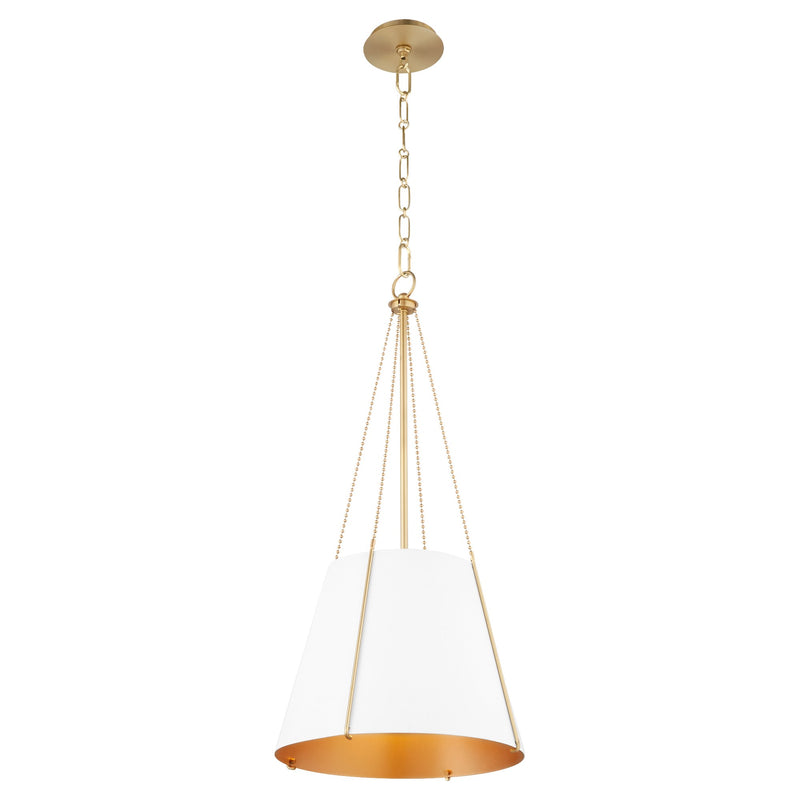 Denise 15" 1 Light Pendant in Studio White / Aged Brass