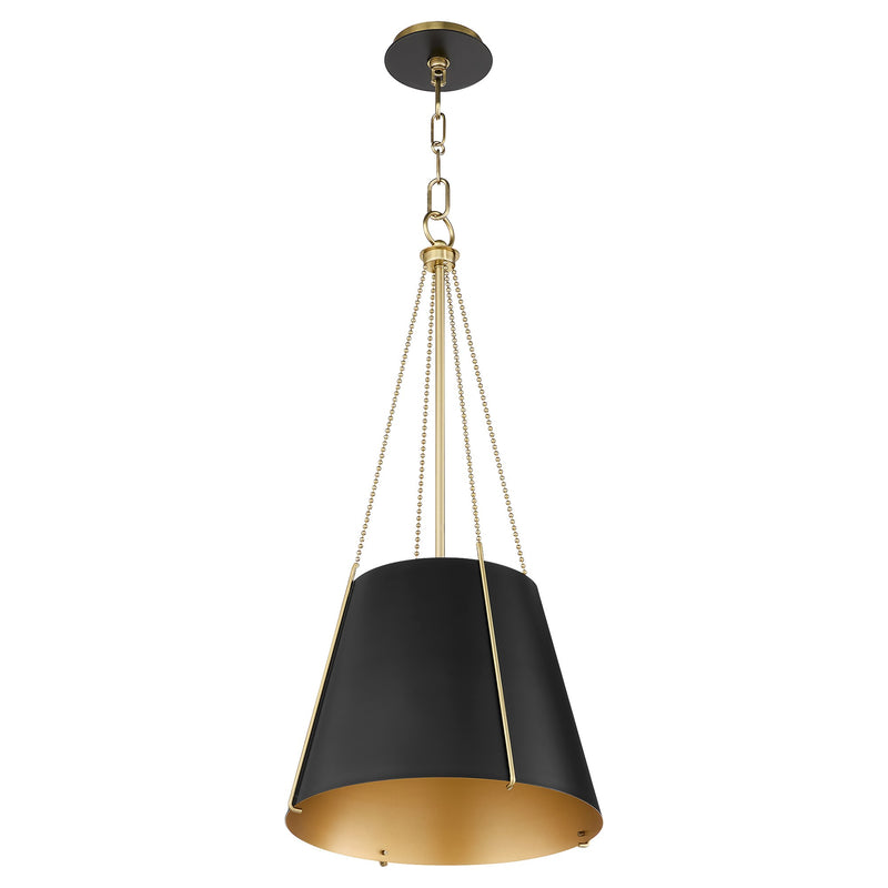 Denise 15" 1 Light Pendant in Matte Black / Aged Brass
