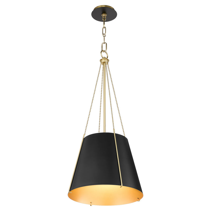 Denise 15" 1 Light Pendant in Matte Black / Aged Brass