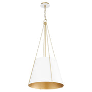 Denise 18" 3 Light Pendant in Studio White / Aged Brass